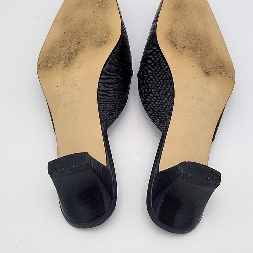 Black Embossed Leather Mules - Picture 5 of 5